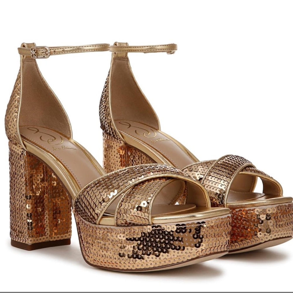 Gold Sequin Platform Heels